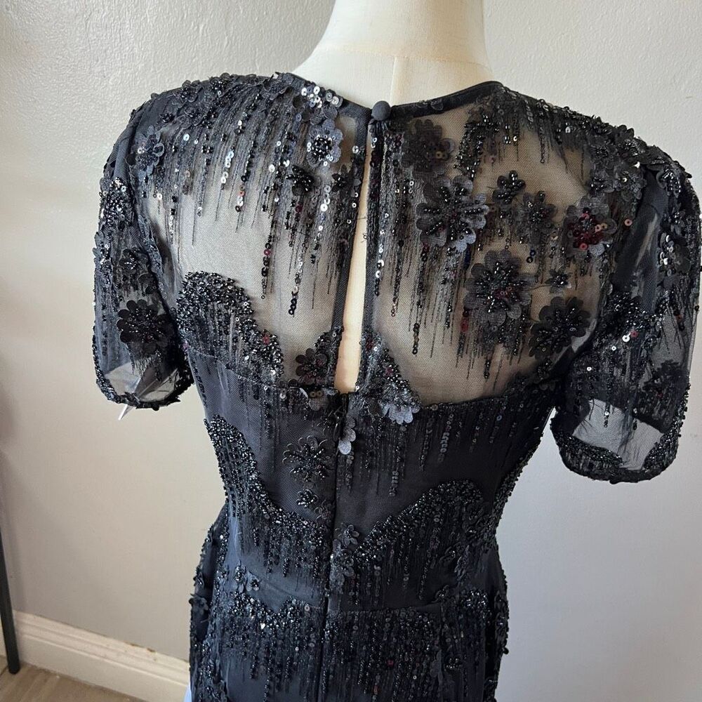 Dress the Population Lia midi cocktail dress features a sheer mesh overlay decor - Picture 3 of 16